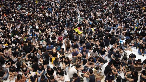 Protesters occupy the New Town Plaza shopping mall during an anti-extradition bill rally in Shatin, Hong Kong.