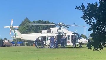 A man has been airlifted to hospital after a workplace accident in Avoca on the NSW Central Coast.
