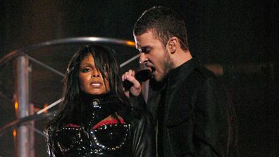 Janet Jackson and Justin Timberlake perform at the Super Bowl in 2004.