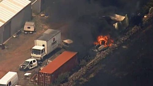 A shed ablaze in Little River.