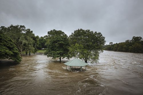 Floodwaters across Ross River in Townsville.