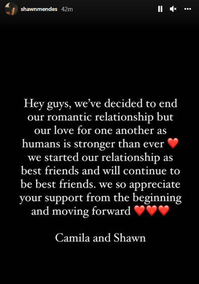 Camila Cabello and Shawn Mendes split