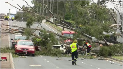 Damaging winds have swept through Sydney overnight with more set to come this morning.