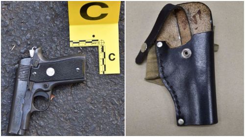 The gun and gun holster police allege was found on Mr Scott at the time of the shooting. (CMPD)