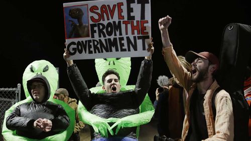 Demonstrators outside Area 51 in Nevada.