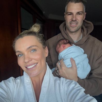 Abbey Holmes and husband Keegan Brooksby welcome their first child