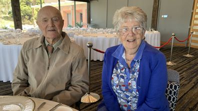 Ron and Daisy on their 72nd wedding anniversary celebration.