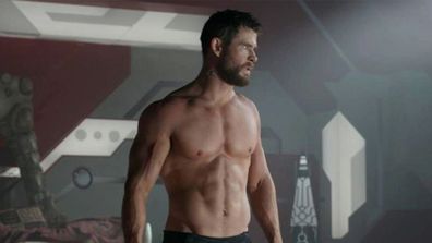 Chris Hemsworth shirtless in Thor: Ragnarok.