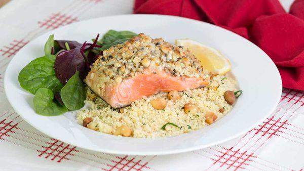 Lyndey Milan's macadamia crusted salmon