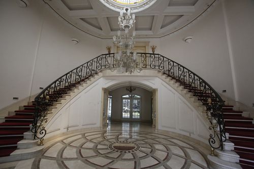 The extravagant hall in the mansion.