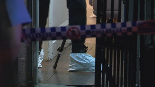 Forensic police inside the Paddington home where it is alleged Jesse Baird and Luke Davies were killed.