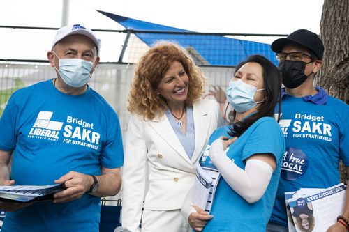 Strathfield by-election. Liberal candidate Bridget Sakr at the Chalmers Road School polling booth. February 12, 2022. 