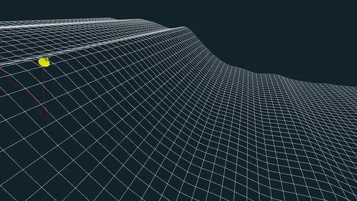 A simulation of the MarineLabs buoy and mooring around the time of the record-setting rogue wave recorded off of Ucluelet, B.C. The 17.6 meter wave -- measuring almost three times as high as the waves around it -- can be seen at approximately the 0:00:42 second mark.