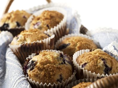 Basket of homemade muffins