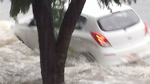 A twitter photo of the flash flooding from the storm in Queensland's south-east. (supplied)