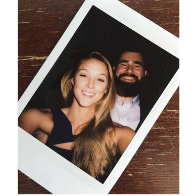 An adorable polaroid of Jason and Kylie Kelce 
