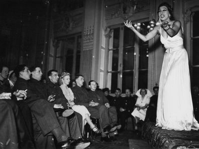 Josephine Baker entertains troops in 1940.