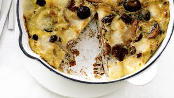 Mushroom and fontina frittata