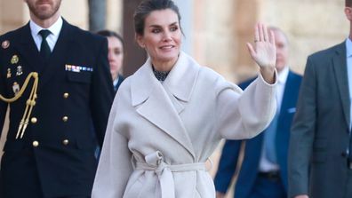 MENORCA, SPAIN - JANUARY 12: Queen Letizia of Spain walks to the Teatre des Born for the official opening ceremony of the Llabrés Pharmacy as the headquarters of the Hesperia Foundation in Ciutadella on January 12, 2023 in Menorca, Spain. (Photo by Clara Margais/Getty Images)