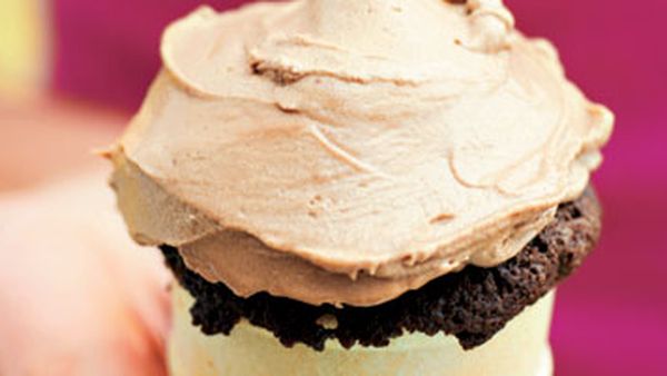 Chocolate cupcakes baked in ice-cream cones