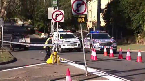 Police at the scene in Chelmer yesterday. Picture: 9NEWS