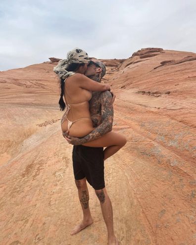Kourtney Kardashian, ex Younes Bendjima, kissing photo, Travis Barker, comment