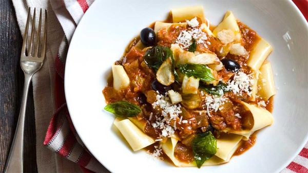 Chicken cacciatore pappardelle with gremolata crumbs. Image: Real Living