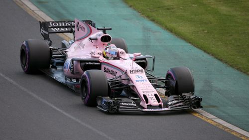 The pink Force India car of Sergio Perez last year. (AAP)