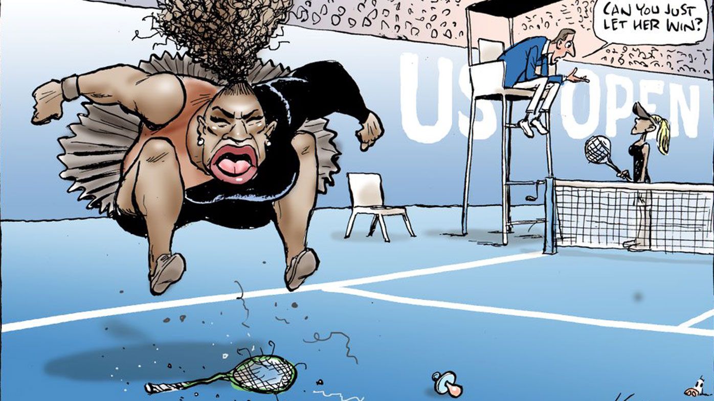 Australian cartoonist accused of 'racist and sexist' Serena Williams image deactivates social media after worldwide criticism