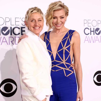 Ellen DeGeneres and actress Portia de Rossi attend The 41st Annual People's Choice Awards at Nokia Theatre LA Live on January 7, 2015.