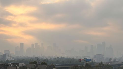 Smoke haze over Melbourne this morning.