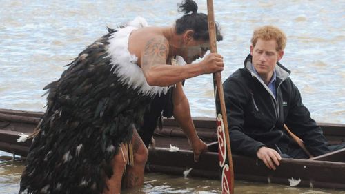 Prince Harry in hard paddle up New Zealand river