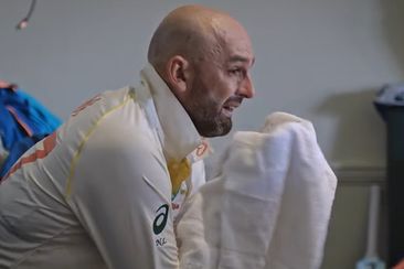 Nathan Lyon is shown in tears after being injured during the 2023 Ashes in the latest series of The Test docuseries.