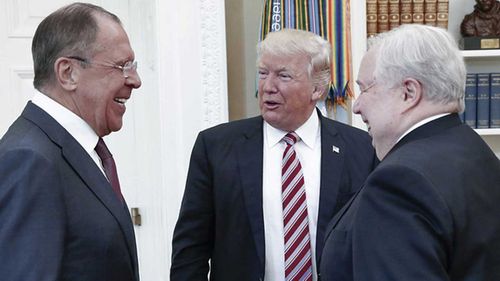 Sergey Lavrov, Donald Trump and Sergey Kislyak in the Oval Office. (AAP)