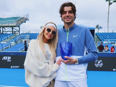 Morgan Riddle with American tennis pro boyfriend Taylor Fritz.