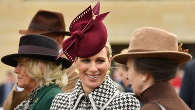 Zara Tindall, Camilla Duchess of Cornwall and Princess Anne attend day two of Cheltenham Races 2020