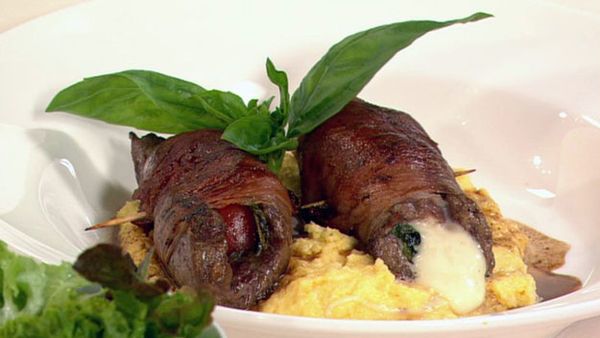 Beef involtinis with creamy polenta