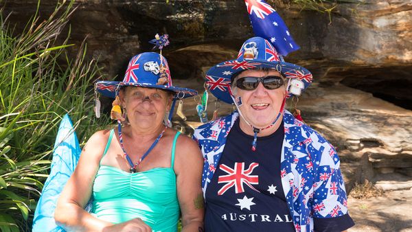 That's the spirit - an Aussie couple showing the world how it's done. Image: Getty.