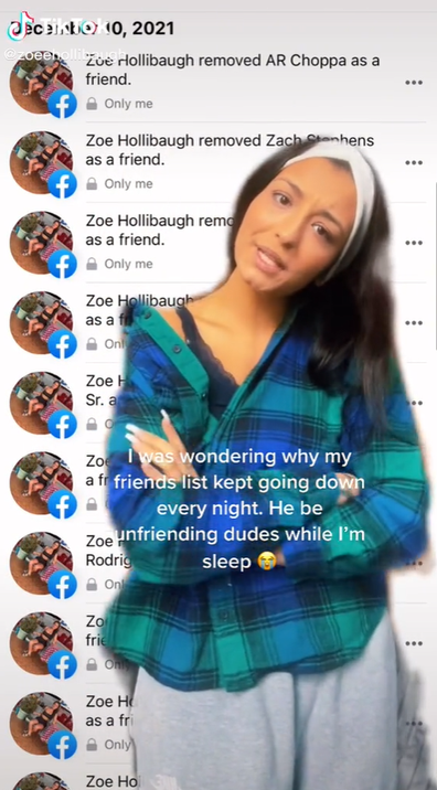 Woman reveals jealous boyfriend deleted male Facebook friends when she was sleeping.