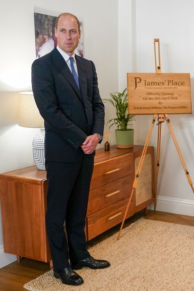 Prince William, Prince of Wales officially opens James' Place Newcastle during a visit on April 30, 2024 in Newcastle upon Tyne, England.  