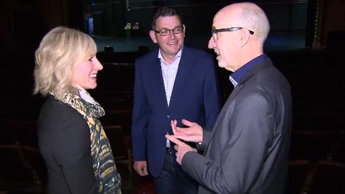 Victorian Labor leader Daniel Andrew and wife Cath toured the Palais Theatre. (9NEWS)