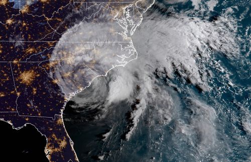 This satellite image provided by NOAA shows Hurricane Florence on the eastern coast of the United States.