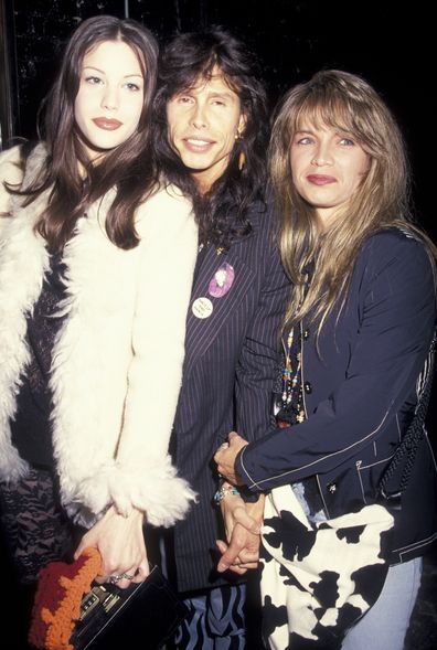 NEW YORK CITY - APRIL 28:  (L-R) Liv Tyler, Steven Tyler and wife Teresa Barrick sighted on April 28, 1993 at Club USA in New York City. (Photo by Ron Galella, Ltd./Ron Galella Collection via Getty Images)
