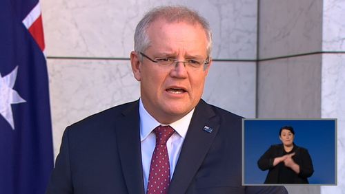 Prime Minister Scott Morrison speaks after a National Cabinet meeting 