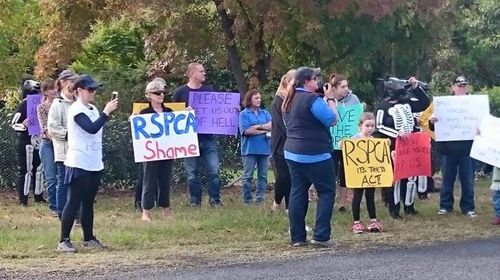 A protest was held outside the centre on April 30. (Supplied)