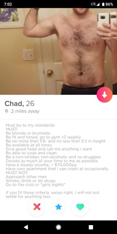 One man’s Tinder bio has caused a stir, with the list of standards he holds for any woman