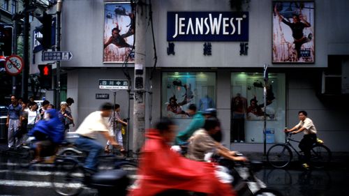 One of the hundreds of Jeanswest stores in China.