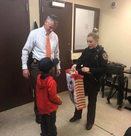 Byram Police Department presented TyLon with a Grinch doll afterwards. (Facebook/TeDera Dwayne Graves II)