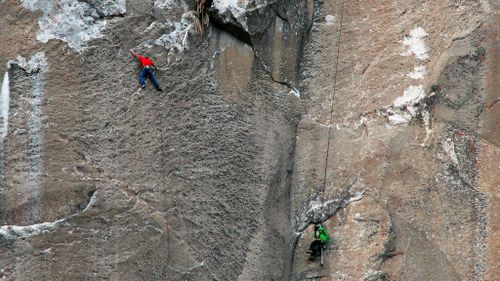 Tommy Caldwell (left) and Kevin Jorgeson have scaled El Capitan. (AAP)