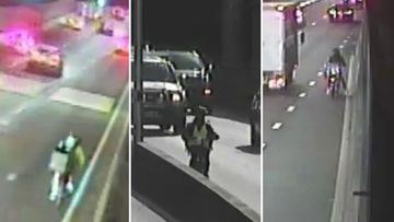 Bicycle delivery riders are ending up on busy motorways and inside tunnels across Sydney. Images/CCTV: Transurban